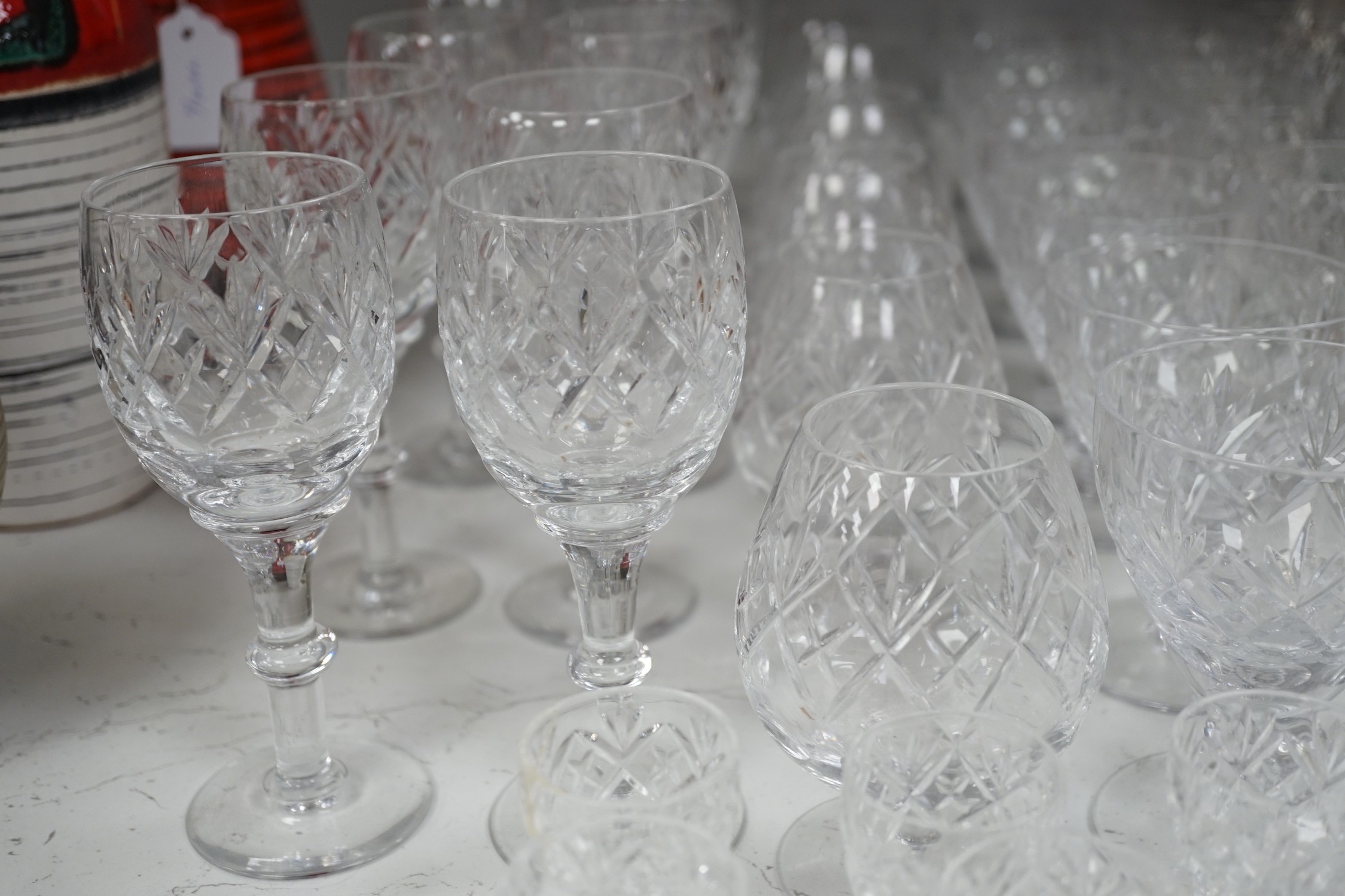 A collection of Royal Doulton glassware, to include: wine glasses, brandy balloons, etc.